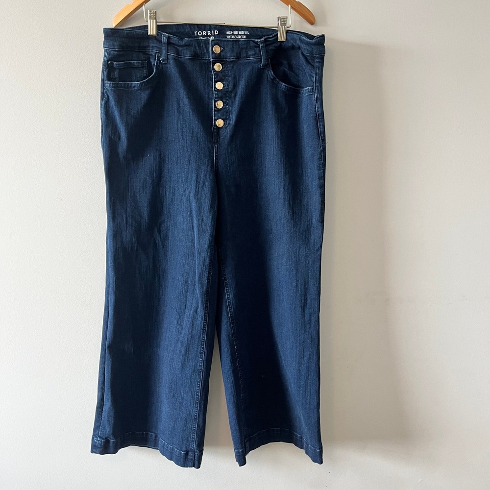 Torrid High-Rise Wide Leg Vintage Stretch Jeans Dark Wash 18R Button Fly